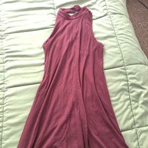 Purple high neck mid length dress